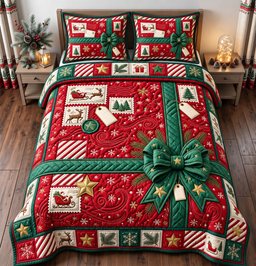 Gift 3 Piece Quilted Bedding Set Christmas Gift For Holiday Decor Lovers