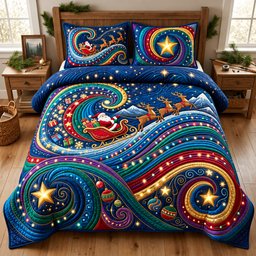 Light Wave 3 Piece Quilted Bedding Set Christmas Gift For Holiday Decor Lovers