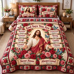 Christian Faith Miracles 3 Piece Quilted Bedding Set Gift For Christians