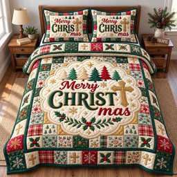 Christian 3 Piece Quilted Bedding Set Christmas Gift For Christians
