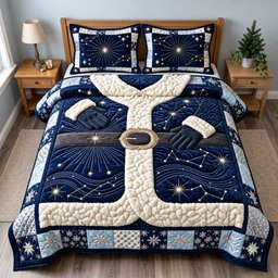 Midnight Santa Magic 3 Piece Quilted Bedding Set Christmas Gift For Fantasy Lovers