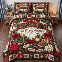 Christian 3 Piece Quilted Bedding Set Christmas Gift For Christians