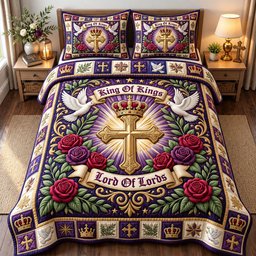 Christian Faith 3 Piece Quilted Bedding Set Gift For Christians