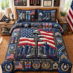 Fallen Heroes Memorial 3 Piece Quilted Bedding Set Gift For Veterans