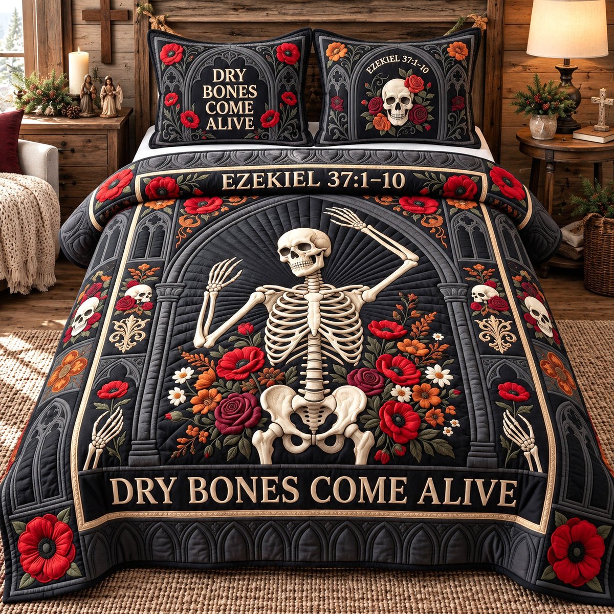 Dry Bones Come Alive 3 Piece Quilted Bedding Set Gift For Christians