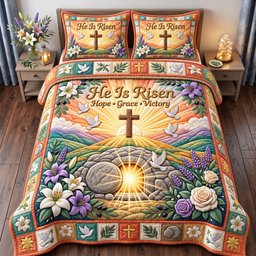 Christian Faith 3 Piece Quilted Bedding Set Gift For Christians