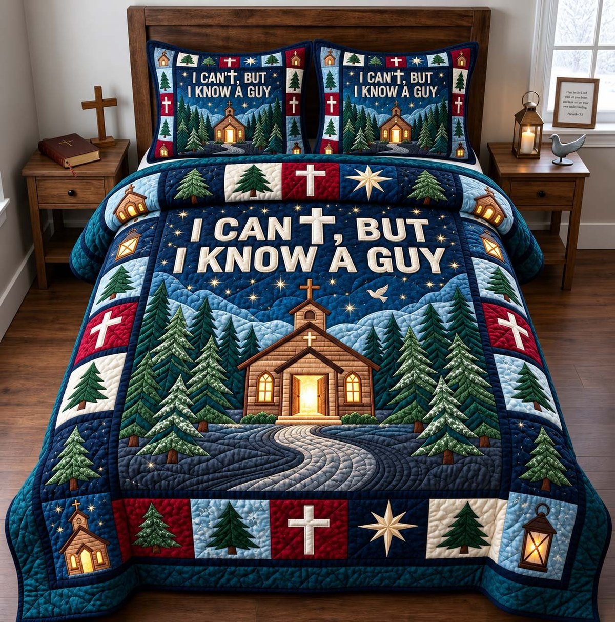 The Way to Him 3 Piece Quilted Bedding Set Gift For Christians
