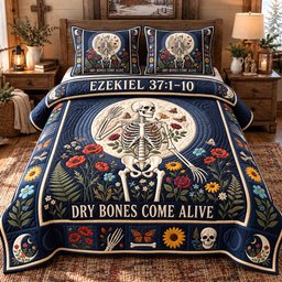 Dry Bones Come Alive 3 Piece Quilted Bedding Set Gift For Christians