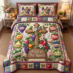 Christian Faith 3 Piece Quilted Bedding Set Gift For Christians