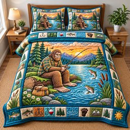 Forest Legend 3 Piece Quilted Bedding Set Gift For Nature Lovers