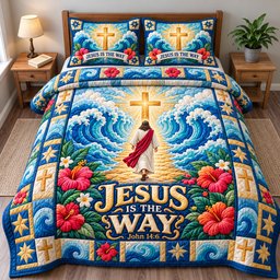 God Bible Grace 3 Piece Quilted Bedding Set Gift For Christians