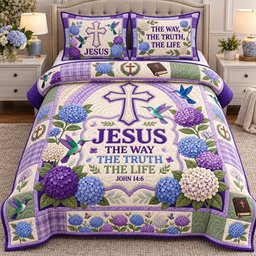 Christian Faith 3 Piece Quilted Bedding Set Gift For Christians