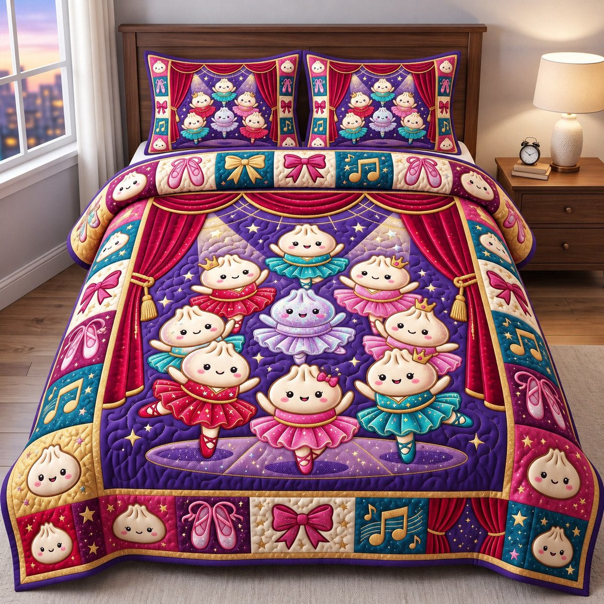 Dumpling Lover 3 Piece Quilted Bedding Set Gift For Home Decor Lovers