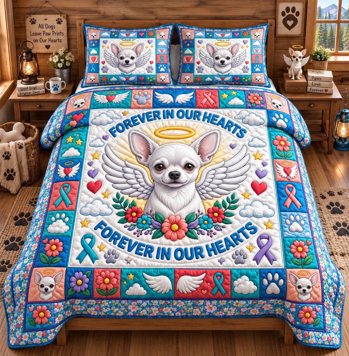 Chihuahua Lover Dog 3 Piece Quilted Bedding Set Gift For Dog Lovers