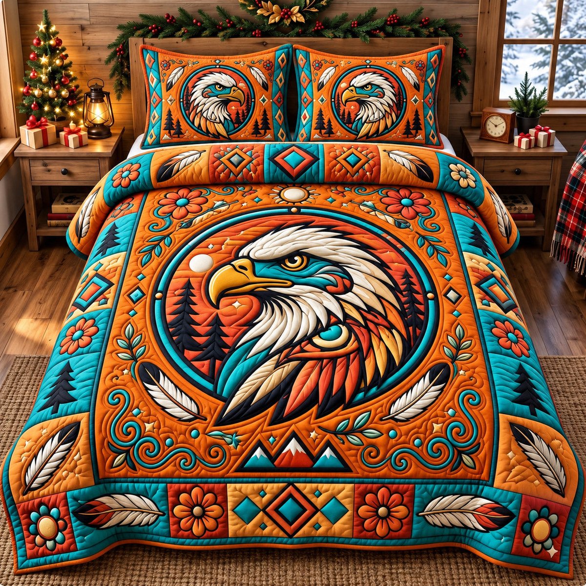 Eagle Spirit 3 Piece Quilted Bedding Set Gift For African American Heritage Lovers