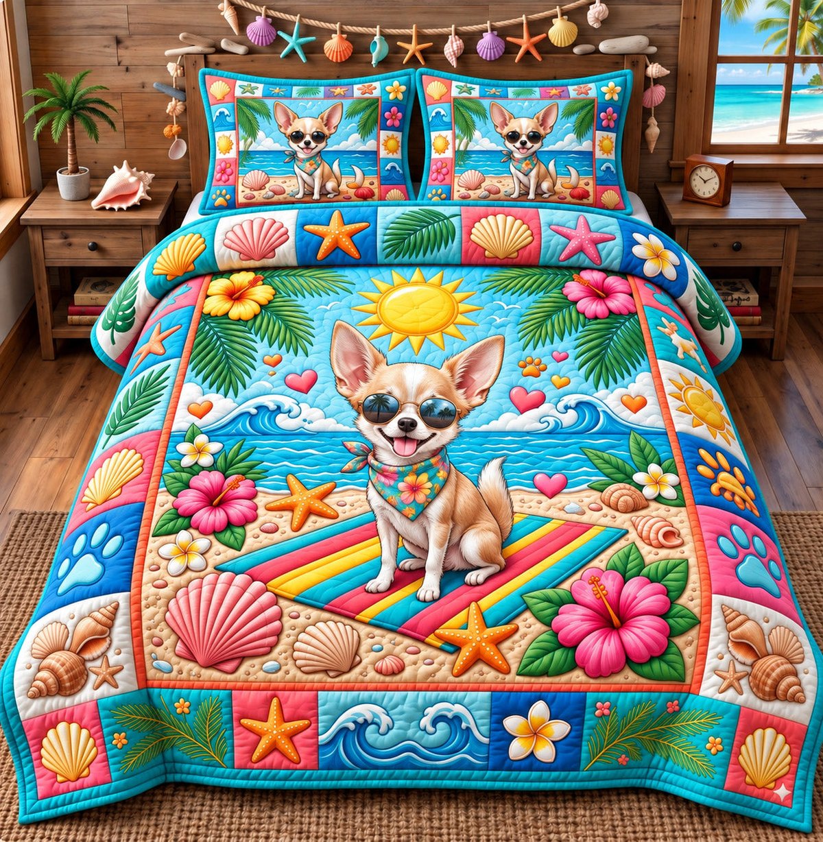 Chihuahua Lover Dog 3 Piece Quilted Bedding Set Gift For Dog Lovers