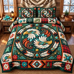 Eagle Spirit 3 Piece Quilted Bedding Set Gift For African American Heritage Lovers