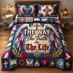 The Way the Truth the Life 3 Piece Quilted Bedding Set Gift For Bird Lovers