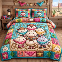 Dumpling Lover 3 Piece Quilted Bedding Set Gift For Home Decor Lovers