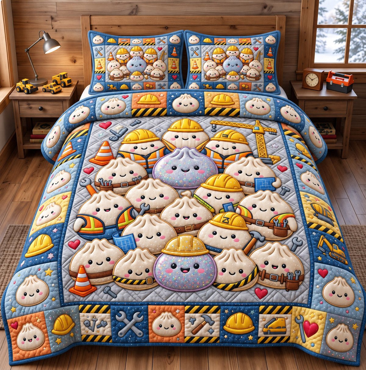 Dumpling Lover 3 Piece Quilted Bedding Set Gift For Home Decor Lovers