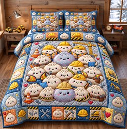 Dumpling Lover 3 Piece Quilted Bedding Set Gift For Home Decor Lovers