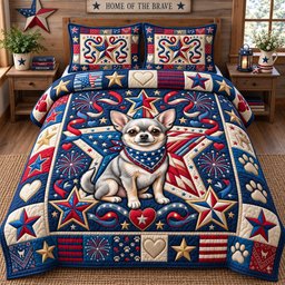 Chihuahua Lover Dog 3 Piece Quilted Bedding Set Gift For Dog Lovers