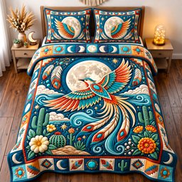 Sacred Bird 3 Piece Quilted Bedding Set Gift For Bird Lovers