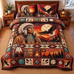 Eagle Warrior 3 Piece Quilted Bedding Set Gift For Home Decor Lovers