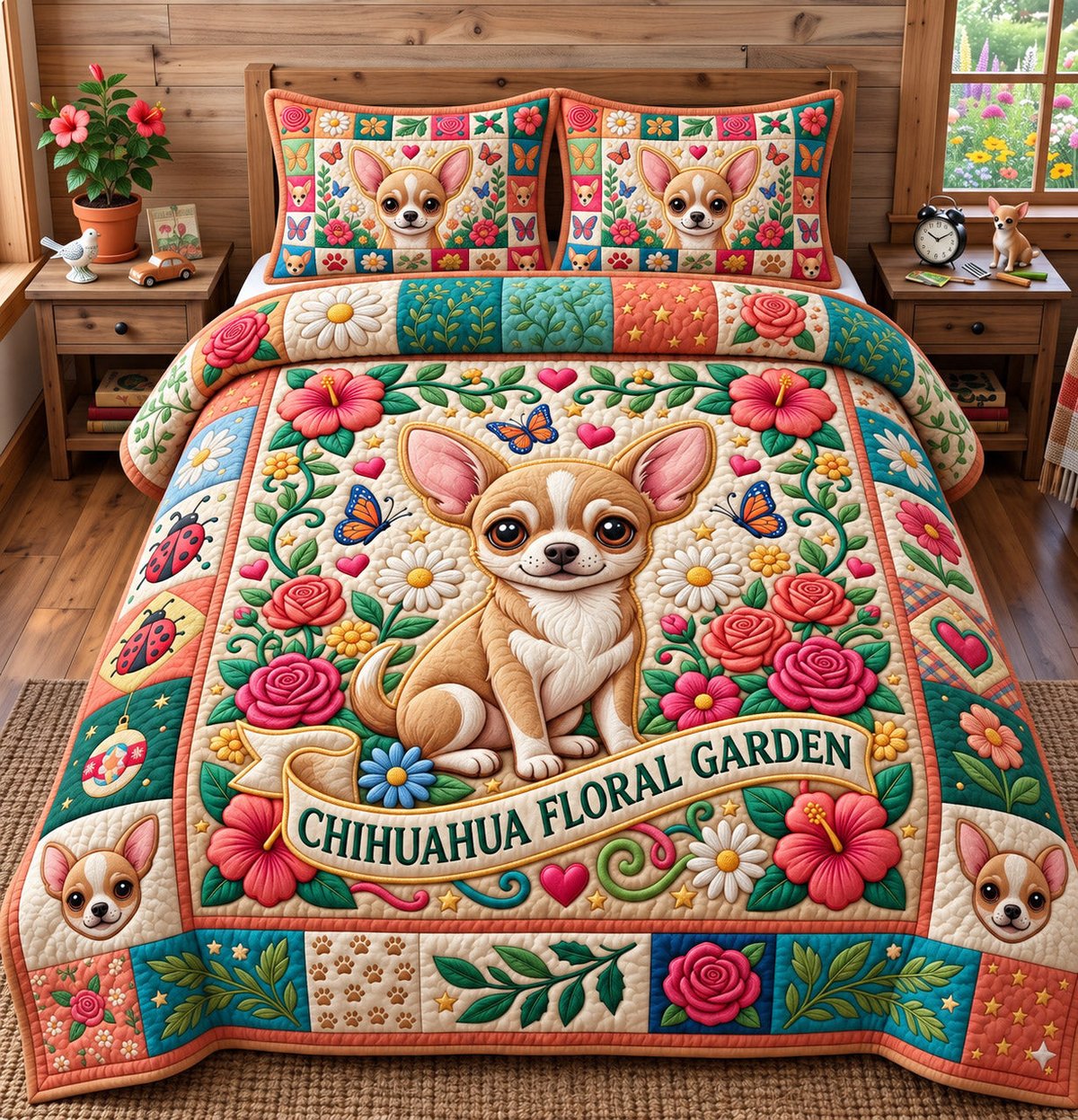 Chihuahua Lover Dog 3 Piece Quilted Bedding Set Gift For Dog Lovers