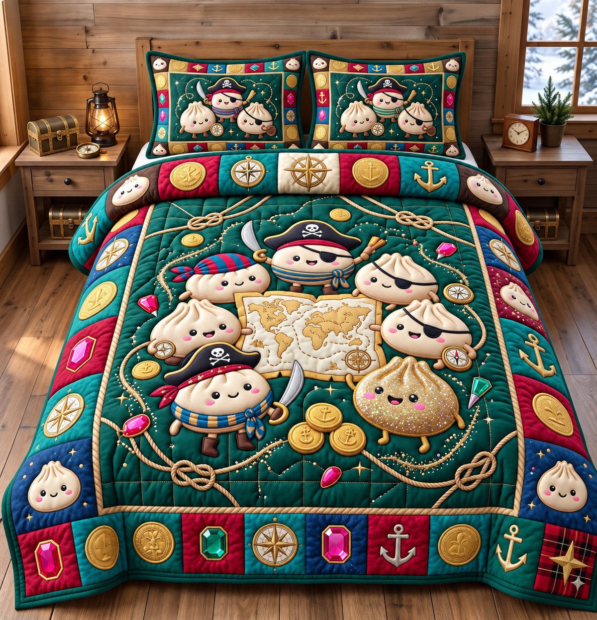 Dumpling Lover 3 Piece Quilted Bedding Set Gift For Home Decor Lovers