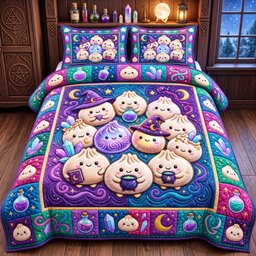 Dumpling Lover 3 Piece Quilted Bedding Set Gift For Home Decor Lovers