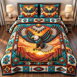 Eagle Spirit 3 Piece Quilted Bedding Set Gift For African American Heritage Lovers