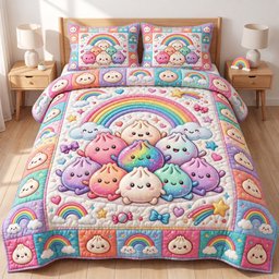 Dumpling Lover 3 Piece Quilted Bedding Set Gift For Home Decor Lovers