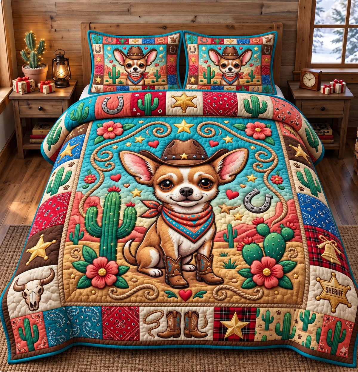 Chihuahua Lover Dog 3 Piece Quilted Bedding Set Gift For Dog Lovers