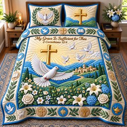 My Grace Hummingbird 3 Piece Quilted Bedding Set Gift For Bird Lovers