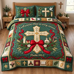 Praise Him in Every Season 3 Piece Quilted Bedding Set Gift For Bird Lovers