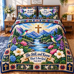 Christian Faith Bible 3 Piece Quilted Bedding Set Gift For Christians