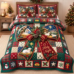 O Holy Night 3 Piece Quilted Bedding Set Gift For Christians