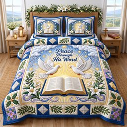 Christian Faith 3 Piece Quilted Bedding Set Gift For Christians