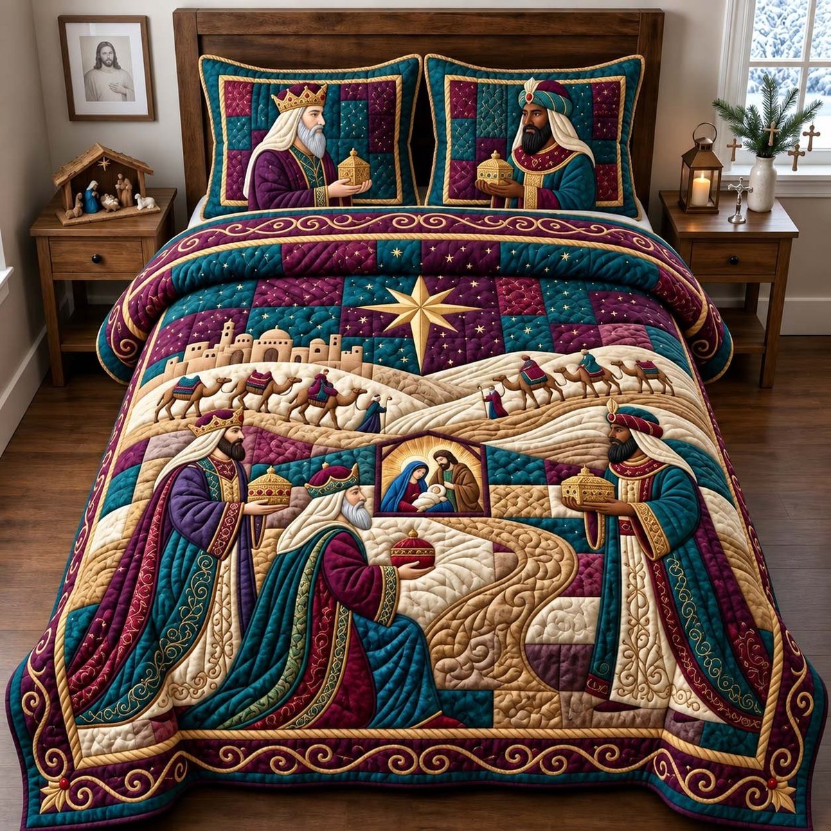 Gifts for Jesus 3 Piece Quilted Bedding Set Gift For Christians