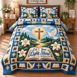 Bible Verse 3 Piece Quilted Bedding Set Gift For Christians
