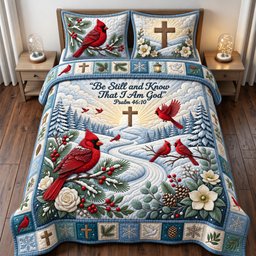 Be Still and Know 3 Piece Quilted Bedding Set Gift For Bird Lovers