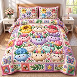 Dumpling Lover 3 Piece Quilted Bedding Set Gift For Home Decor Lovers