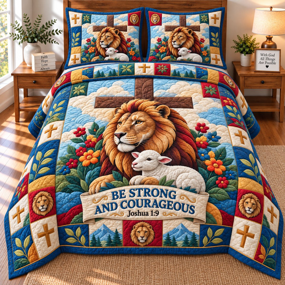 Bible Quotes 3 Piece Quilted Bedding Set Gift For Christians
