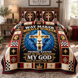 Way Maker Faith 3 Piece Quilted Bedding Set Gift For Christians