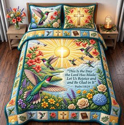 Be Glad in It 3 Piece Quilted Bedding Set Gift For Bird Lovers