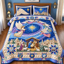 Angels Over Bethlehem Cardinal 3 Piece Quilted Bedding Set Gift For Bird Lovers