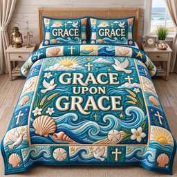 Christian Faith 3 Piece Quilted Bedding Set Gift For Christians
