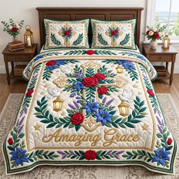 Christian Faith 3 Piece Quilted Bedding Set Gift For Christians