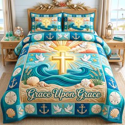 Christian Faith 3 Piece Quilted Bedding Set Gift For Christians